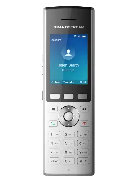 Grandstream WP820 Cordless Wi-Fi Phone in a sleek design, ideal for wireless communication.