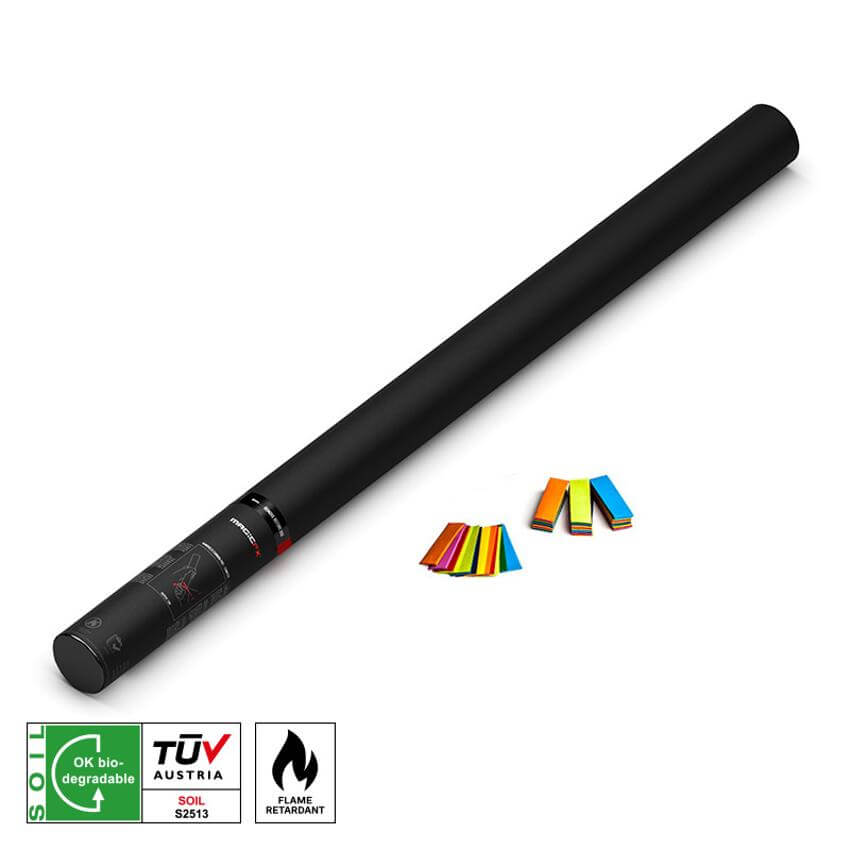 MAGICFX Handheld Cannon Pro, an 80 cm multicolour confetti shooter designed for festive celebrations.