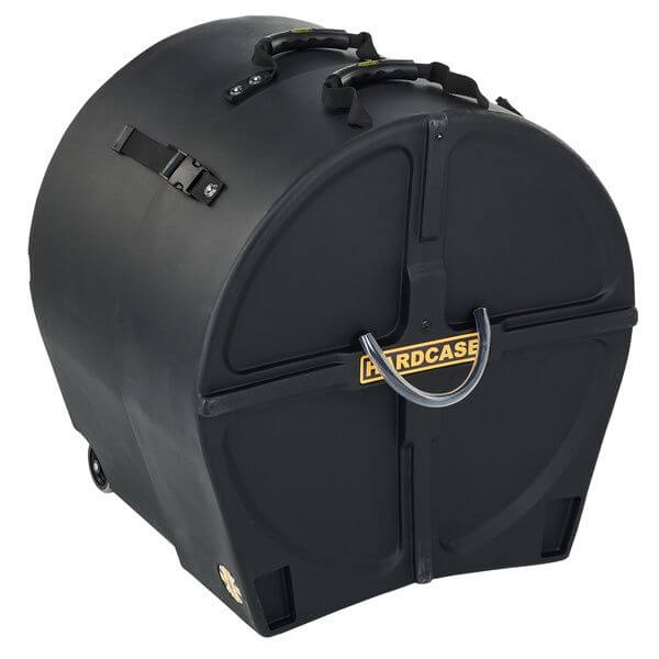 Hardcase 18-inch bass drum case, designed for durable protection and transport of bass drums.