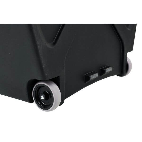 Hardcase 22 inch bass drum case featuring wheels and a pull handle for easy mobility.