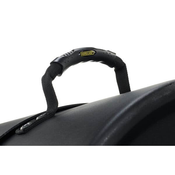 Hardcase 22 inch bass drum case featuring wheels and a pull handle for easy mobility.