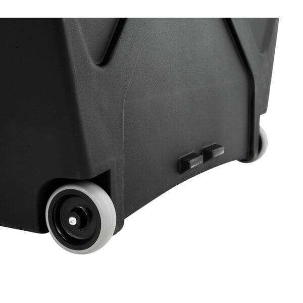 Hardcase 26-inch bass drum case featuring wheels and a pull handle, designed for extra large drums.