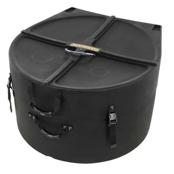 Hardcase 26 inch bass drum case featuring wheels and a pull handle, designed for extra large drums.