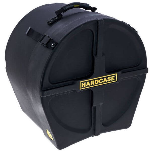 Hardcase 14x12 inch marching snare drum case with high tension and wheels, designed for durability and ease of transport.