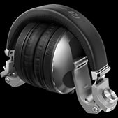 Pioneer HDJ-X10S flagship professional over-ear DJ headphones in silver, folded for compact storage.