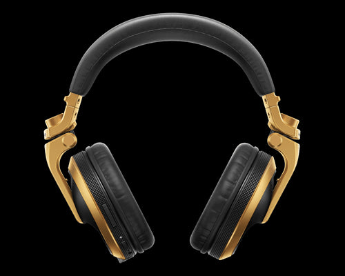 Pioneer HDJ-X5BT-N Wireless Over-Ear DJ Headphones in Gold color, featuring Bluetooth connectivity.
