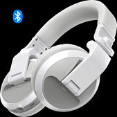 Pioneer HDJ-X5BT-W Wireless Over-Ear DJ Headphones in white color with Bluetooth connectivity.