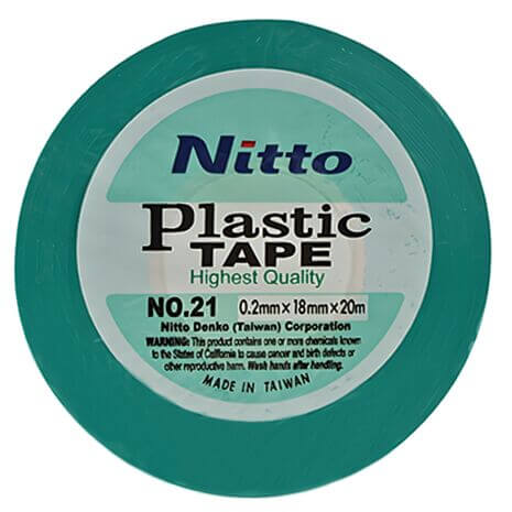 Nitto Electrical Insulation Tape in green, measuring 0.2x18mm and 20m in length.