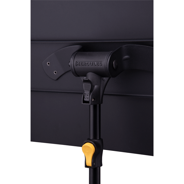 HERCULES STANDS BS243B Fourscore Orchestra Stand, an adjustable music stand featuring a quick release mechanism.