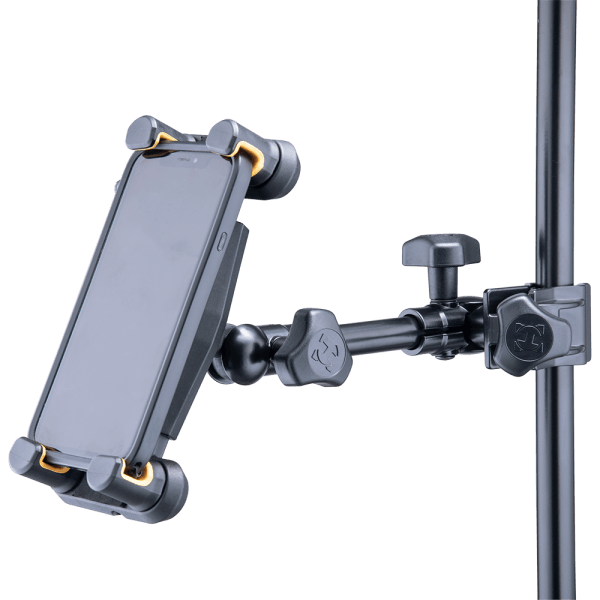 HERCULES STANDS DG307B 2-in-1 tablet and phone holder displayed for home and studio use.