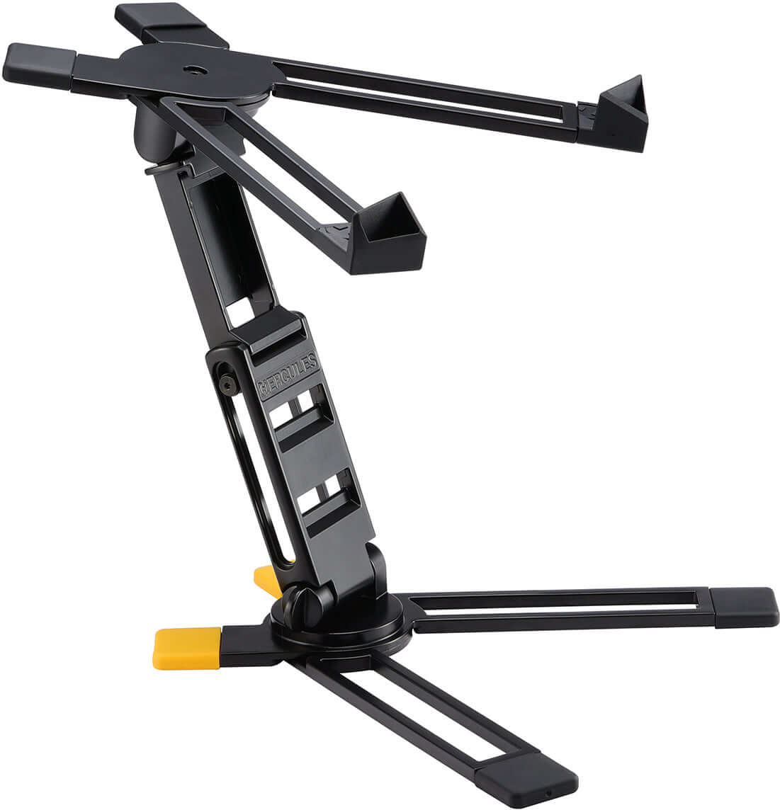 HERCULES STANDS DG400BB Laptop Stand showcasing adjustable height and angle features for enhanced comfort.
