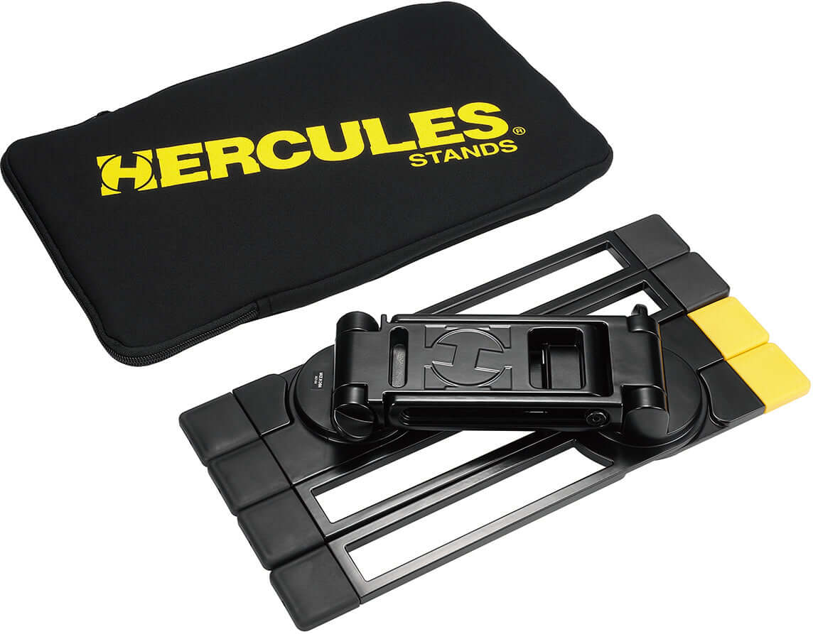 HERCULES STANDS DG400BB Laptop Stand showcasing adjustable height and angle for comfort.