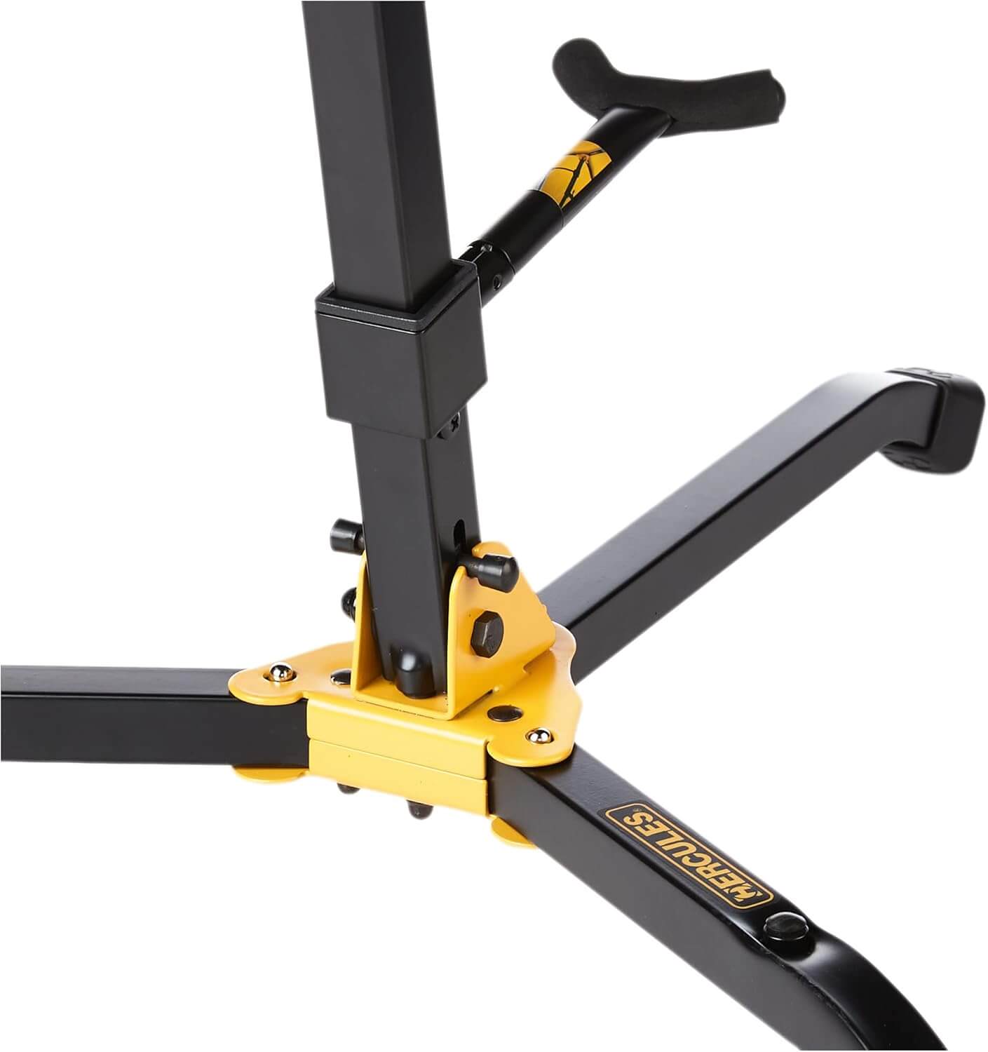 HERCULES STANDS DS536B Baritone Saxophone Stand with adjustable peg for Alto and Tenor, showcasing its compact design.