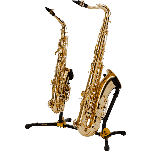 HERCULES STANDS DS537B Duo Alto/Tenor Sax Stand, showcasing its stable and portable design.