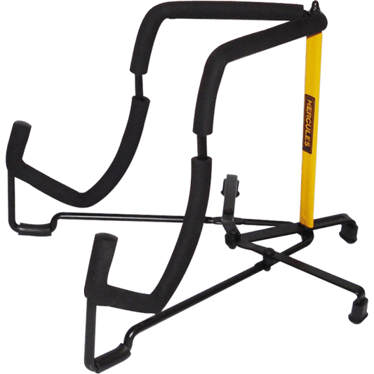 HERCULES STANDS GS302B TravLite Electric Guitar Stand showcasing its compact and lightweight design.