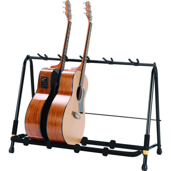 HERCULES STANDS GS525B 5-PC GUITAR DISPLAY RACK showcasing a multi-guitar stand with foam padding.