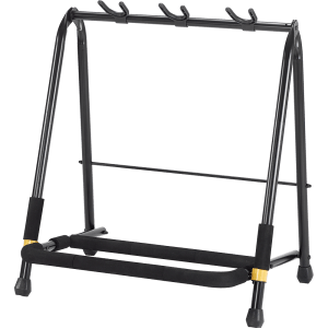 HERCULES STANDS GS525B 5-PC GUITAR DISPLAY RACK featuring a multi-guitar stand with foam padding.