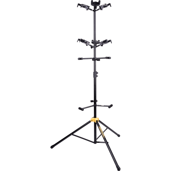 HERCULES STANDS GS526B guitar display rack designed to hold up to 6 guitars with an auto grip system.
