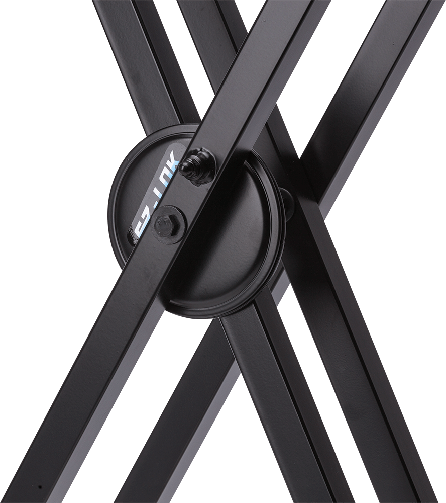 HERCULES STANDS KS120B EZ-LOK Double X Keyboard Stand, adjustable and sturdy design for musicians.