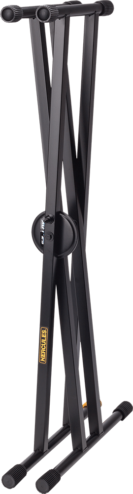 HERCULES STANDS KS120B EZ-LOK Double X Keyboard Stand, adjustable and sturdy design for musicians.