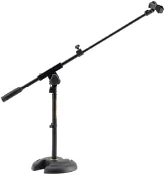 HERCULES STANDS MS120B Low Profile H Base Microphone Stand with Telescopic Boom and Mic Clip