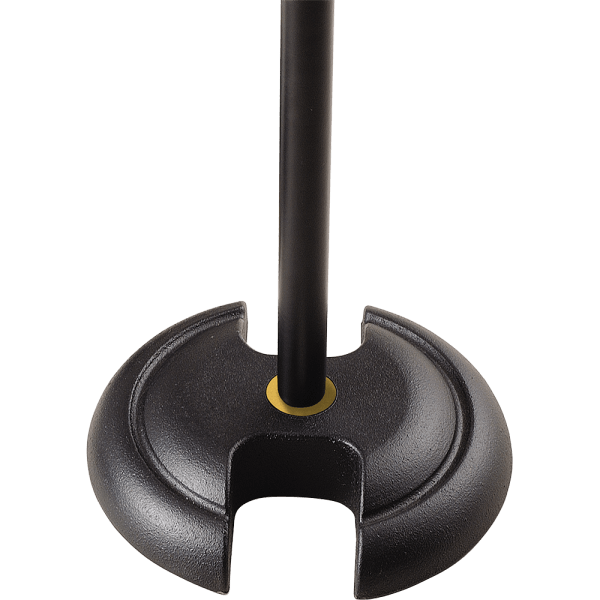 HERCULES STANDS MS201B PLUS One-Handed EZ Grip H Base Microphone Stand displayed in a studio setting.
