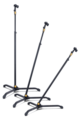 HERCULES STANDS MS401B PLUS Transformer Microphone Stand showcasing EZ Grip Height Adjustment feature.