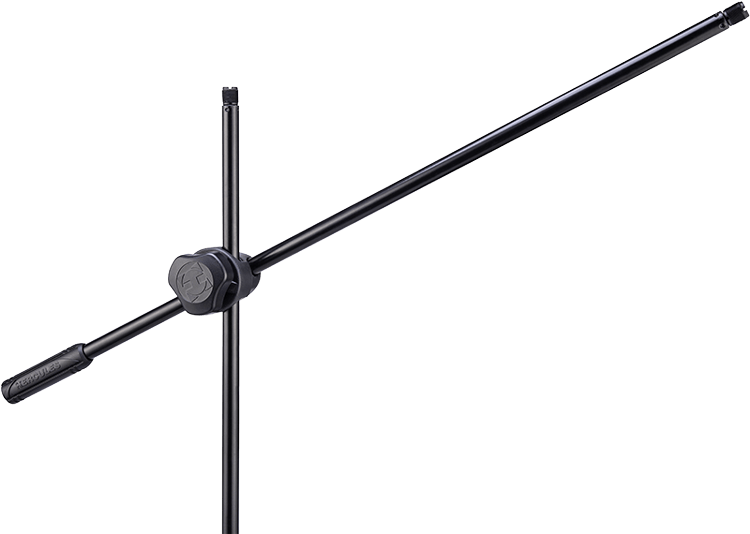 HERCULES MS434B Stage Series Quick Turn Tripod Microphone Stand with a 2-way boom arm, showcasing its adjustable height and sturdy design.