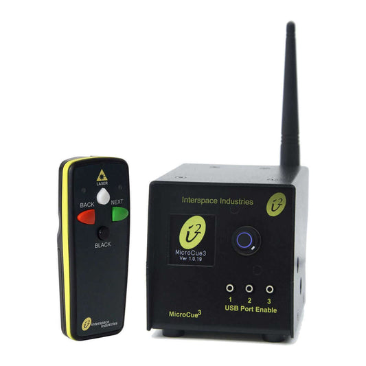 Hive Industries MicroCue3 3 USB cueing system with a 3-button laser handset
