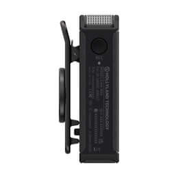 Hollyland LARK MAX SOLO Wireless Microphone System featuring 1 transmitter with built-in omni microphones and 1 receiver in black color.