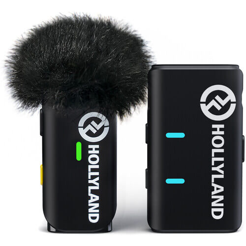 Hollyland LARK M1 SOLO Wireless Microphone System in black color, showcasing the compact design and wireless functionality.
