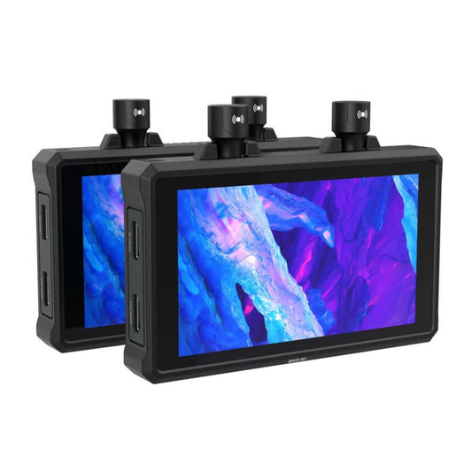 Hollyland Mars M1 5.5 inch Wireless Transceiver Monitor Kit set of two, showcasing the product design and features.