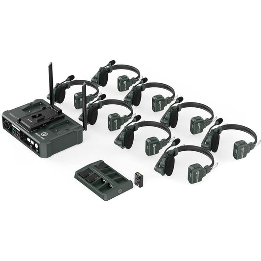 Hollyland Solidcom C1-HUB8S Full-Duplex Wireless DECT Intercom System with 9 Headsets and Hub Base