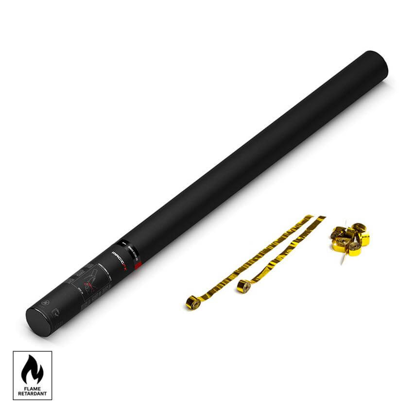 MAGICFX Handheld Cannon Pro in Gold Metallic, designed for shooting streamers, measuring 80 cm in length.