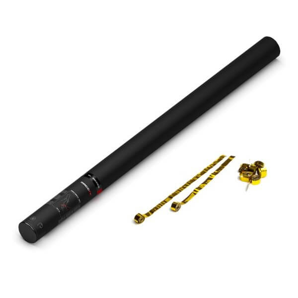 MAGICFX Handheld Cannon Pro in gold metallic color, designed for launching streamers, measuring 80 cm.