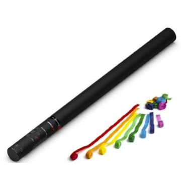 MAGICFX Handheld Cannon PRO with multicolour streamers, 80cm in length, displayed against a neutral background.