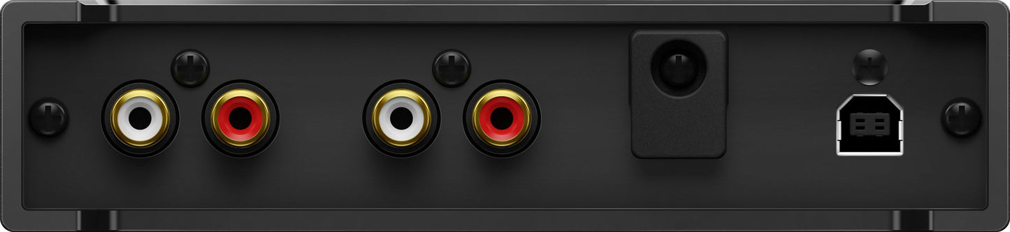 Pioneer INTERFACE-2 2-Channel Audio Interface designed for Rekordbox DVS Control, showcasing the front view of the device.