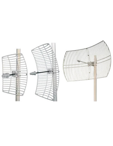 5GHz Grid Antenna with 26 dBi gain, designed for wideband frequencies from 5150 to 5850 MHz, featuring a beamwidth of 6H and 9V.
