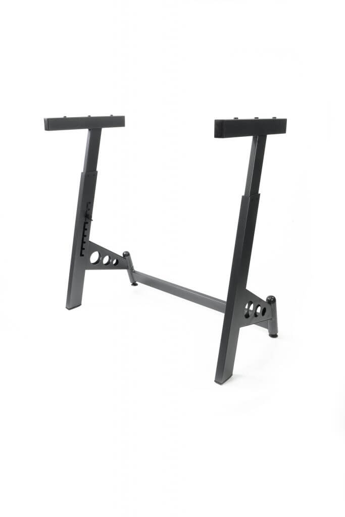Professional adjustable keyboard stand capable of supporting up to 80kg, suitable for keyboards and microphones.