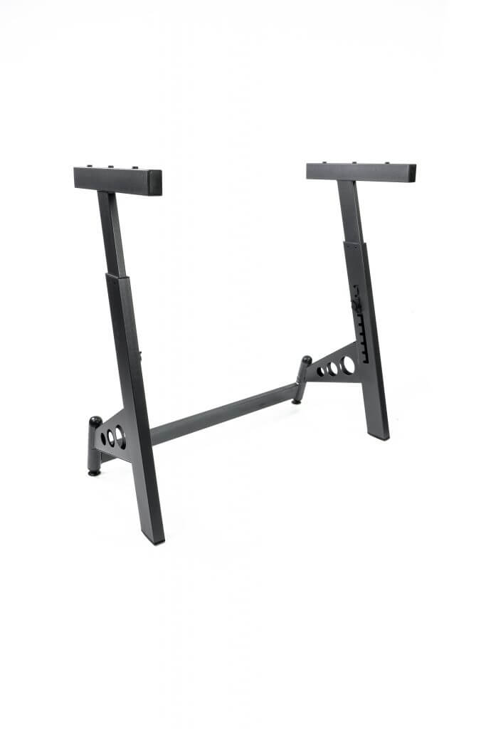 Professional adjustable keyboard stand capable of supporting up to 80kg, suitable for keyboards and microphones.