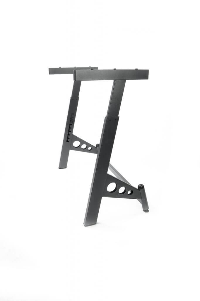 Professional adjustable keyboard stand designed to support up to 80kg, suitable for keyboards and microphones.
