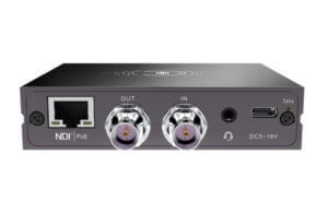 Back view of the Kiloview N3 3G-SDI/NDI Bi-Directional Converter showing its ports and design.