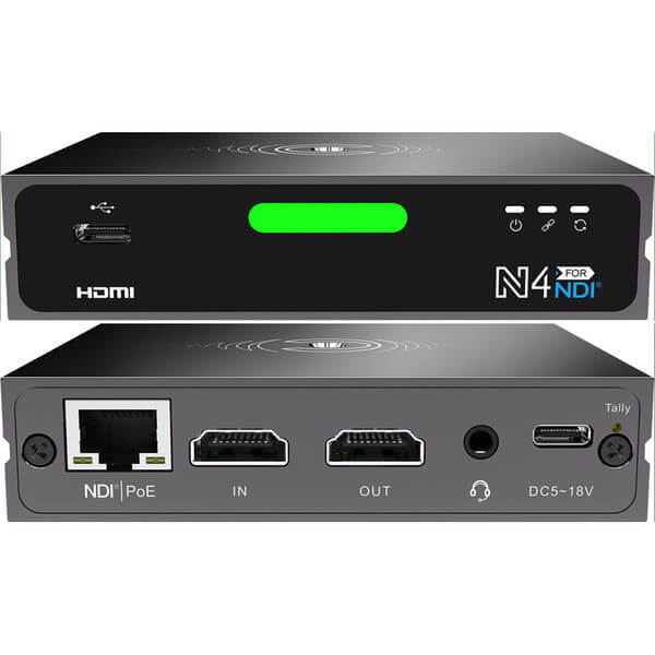 Kiloview N4 HDMI and NDI bidirectional converter device, featuring various input and output ports.