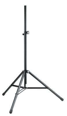König & Meyer 214/6 Professional Speaker Stand in black, showcasing its adjustable height and durable aluminum construction.