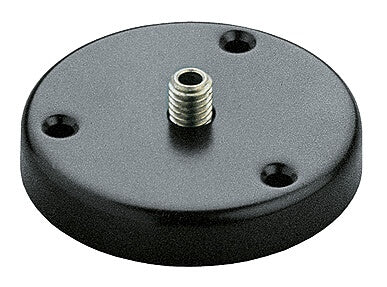 Konig & Meyer Table flange 221 d in black color, designed for mounting purposes.