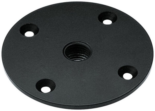 König & Meyer Connector Plate 24116, a black zinc die-cast mounting plate designed for M20 distance rods.