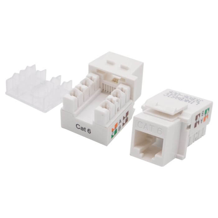 Linkbasic Cat6 UTP Keystone Jack for high-speed data transfer, featuring a sleek design suitable for networking applications.