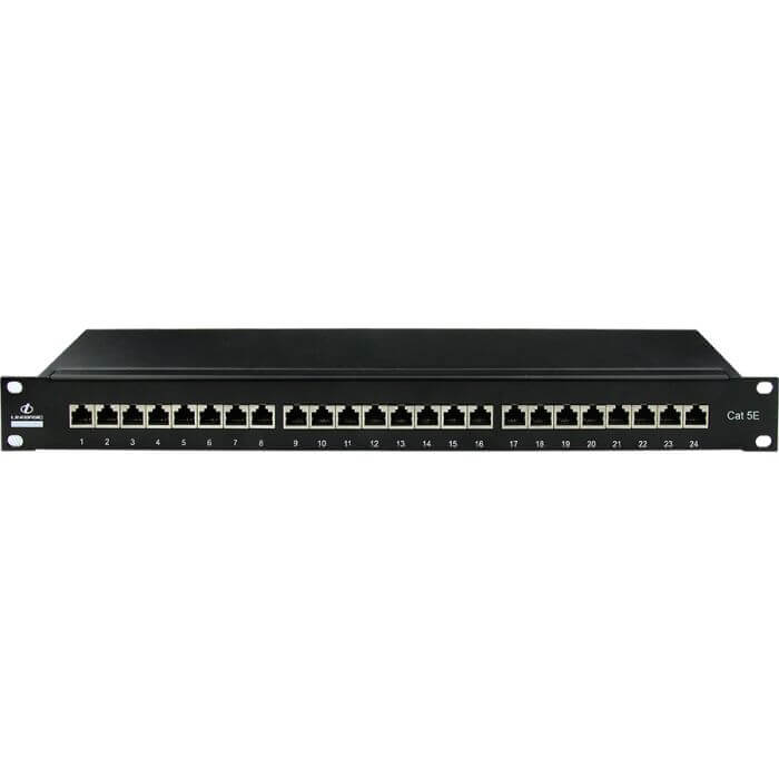 Image of a Linkbasic 24-Port Shielded Rack Mount Patch Panel showing its design and ports.
