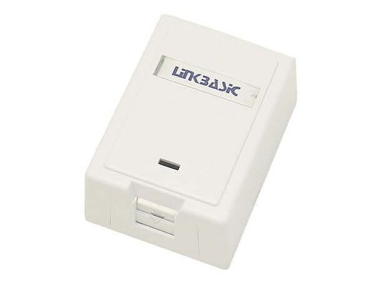 Linkbasic Cat5e Single Surface Mount Box for network connections.