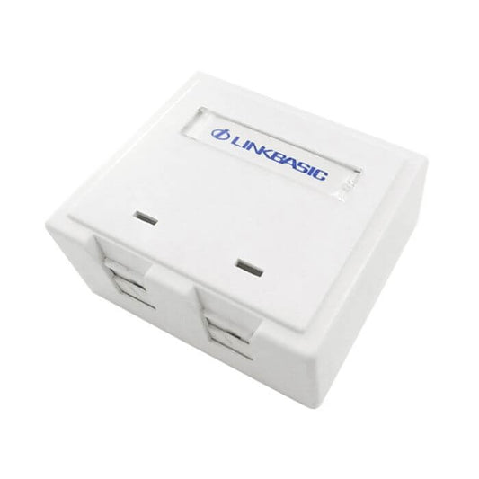 Image of the Linkbasic Cat6a Double Surface Mount Box showing its design and features.